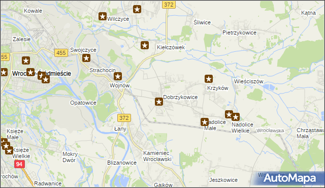 mapa Dobrzykowice, Dobrzykowice na mapie Targeo