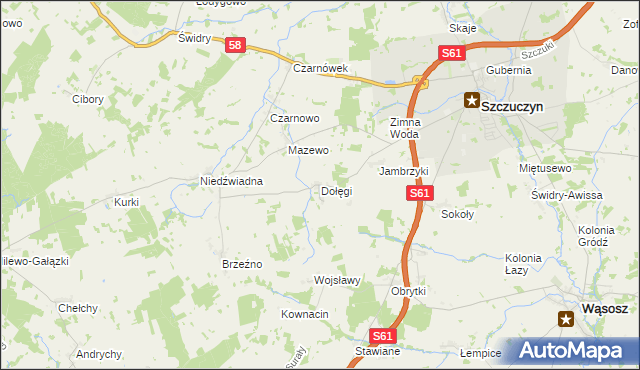 mapa Dołęgi, Dołęgi na mapie Targeo