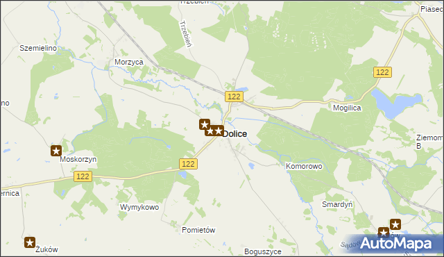 mapa Dolice powiat stargardzki, Dolice powiat stargardzki na mapie Targeo