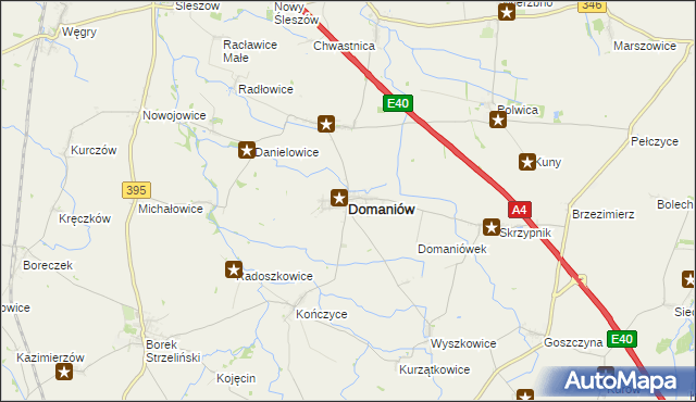 mapa Domaniów powiat oławski, Domaniów powiat oławski na mapie Targeo