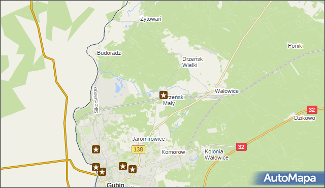 mapa Drzeńsk Mały, Drzeńsk Mały na mapie Targeo