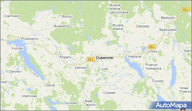 mapa Dubeninki, Dubeninki na mapie Targeo