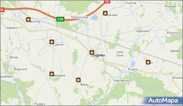 mapa Dygowo, Dygowo na mapie Targeo