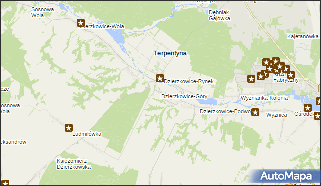 mapa Dzierzkowice-Góry, Dzierzkowice-Góry na mapie Targeo