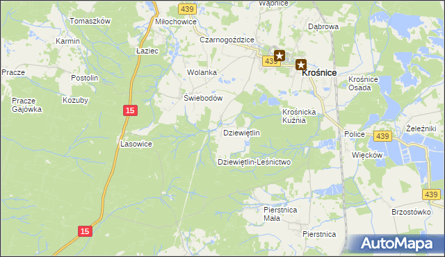 mapa Dziewiętlin, Dziewiętlin na mapie Targeo