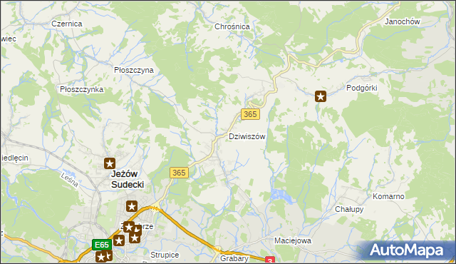 mapa Dziwiszów, Dziwiszów na mapie Targeo