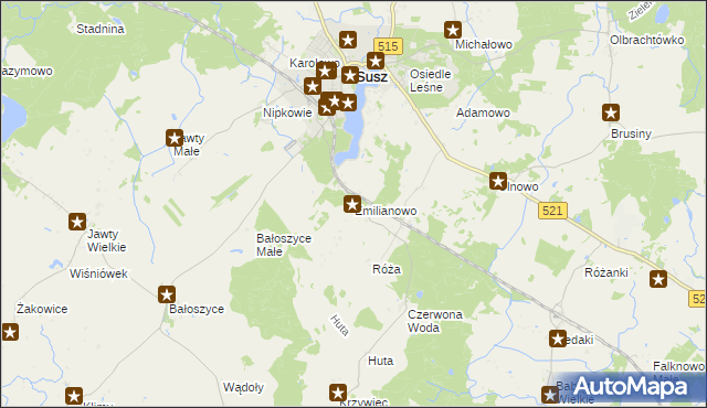 mapa Emilianowo gmina Susz, Emilianowo gmina Susz na mapie Targeo