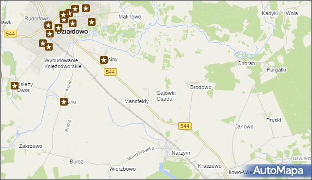 mapa Gajówki Osada, Gajówki Osada na mapie Targeo