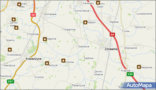 mapa Galowice, Galowice na mapie Targeo