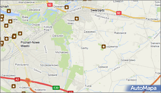 mapa Garby gmina Swarzędz, Garby gmina Swarzędz na mapie Targeo