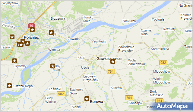 mapa Gawłuszowice, Gawłuszowice na mapie Targeo