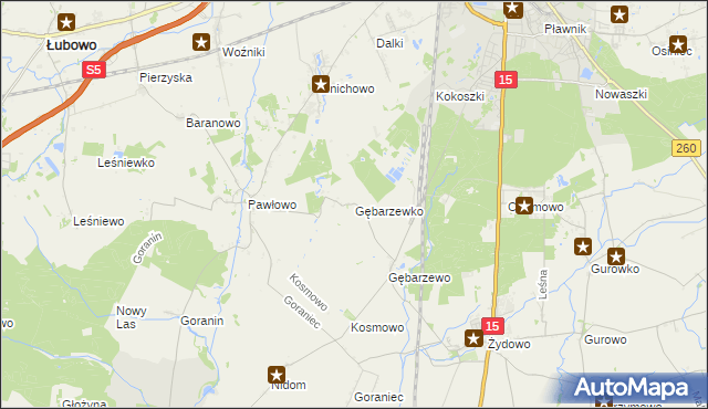 mapa Gębarzewko, Gębarzewko na mapie Targeo