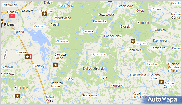 mapa Gębiczyna, Gębiczyna na mapie Targeo