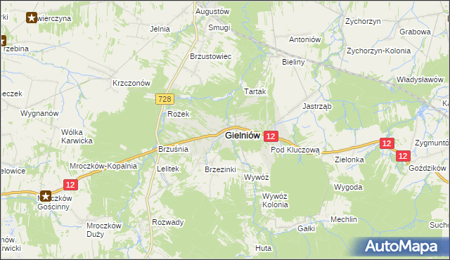 mapa Gielniów, Gielniów na mapie Targeo