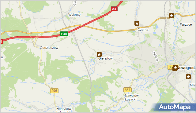 mapa Gierałtów, Gierałtów na mapie Targeo