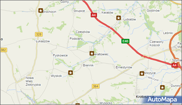 mapa Gierałtowiec, Gierałtowiec na mapie Targeo