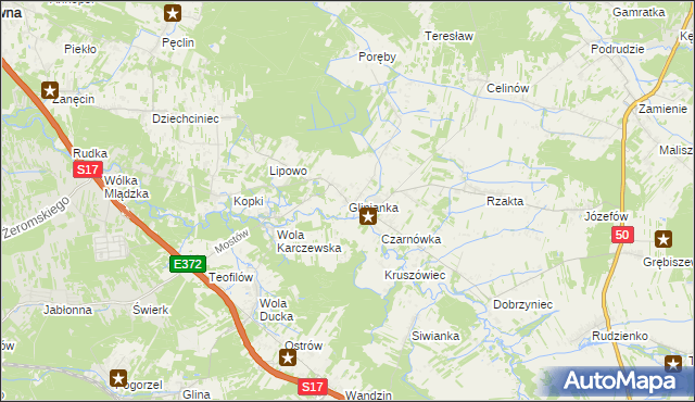 mapa Glinianka gmina Wiązowna, Glinianka gmina Wiązowna na mapie Targeo