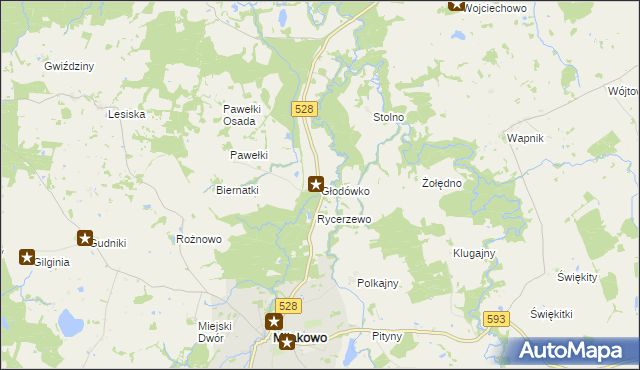 mapa Głodówko, Głodówko na mapie Targeo