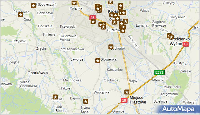 mapa Głowienka, Głowienka na mapie Targeo