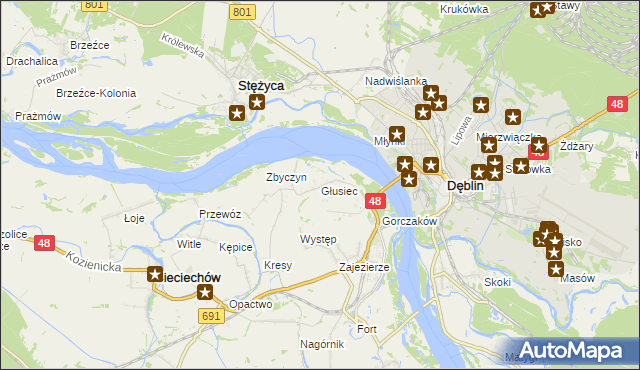 mapa Głusiec, Głusiec na mapie Targeo