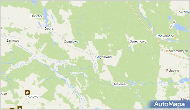 mapa Gogolewko gmina Dębnica Kaszubska, Gogolewko gmina Dębnica Kaszubska na mapie Targeo