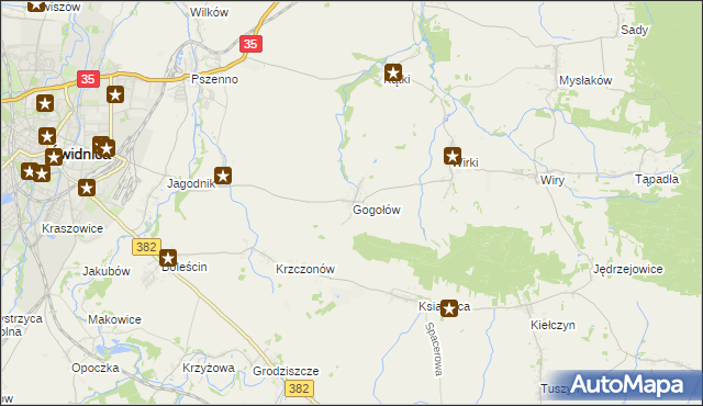 mapa Gogołów gmina Świdnica, Gogołów gmina Świdnica na mapie Targeo
