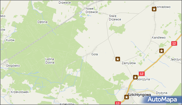 mapa Gola gmina Szlichtyngowa, Gola gmina Szlichtyngowa na mapie Targeo