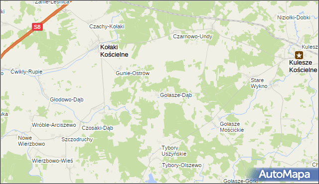mapa Gołasze-Dąb, Gołasze-Dąb na mapie Targeo