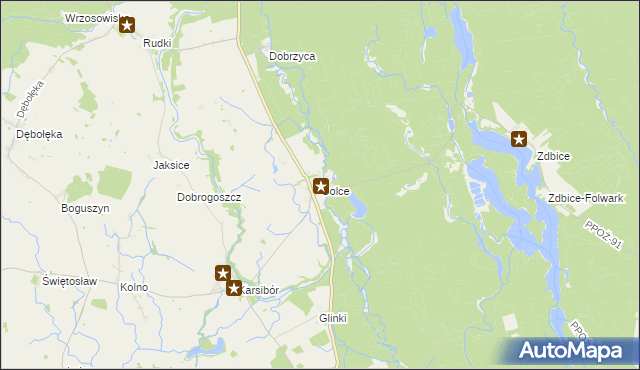 mapa Golce gmina Wałcz, Golce gmina Wałcz na mapie Targeo