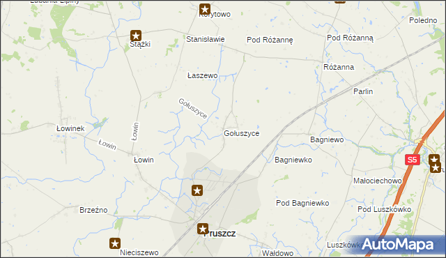 mapa Gołuszyce, Gołuszyce na mapie Targeo