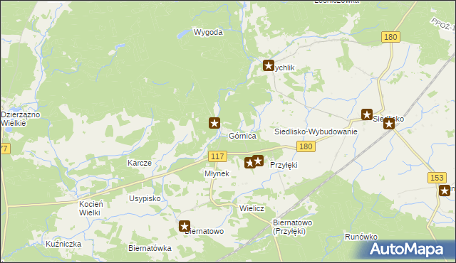 mapa Górnica gmina Trzcianka, Górnica gmina Trzcianka na mapie Targeo