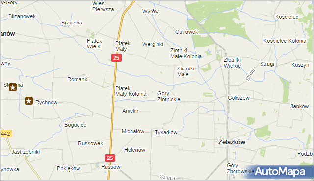 mapa Góry Złotnickie, Góry Złotnickie na mapie Targeo