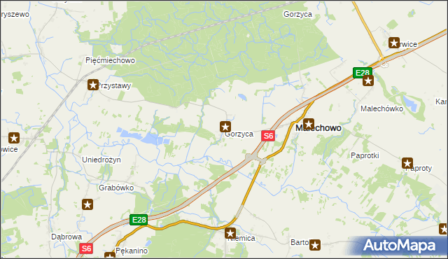 mapa Gorzyca gmina Malechowo, Gorzyca gmina Malechowo na mapie Targeo