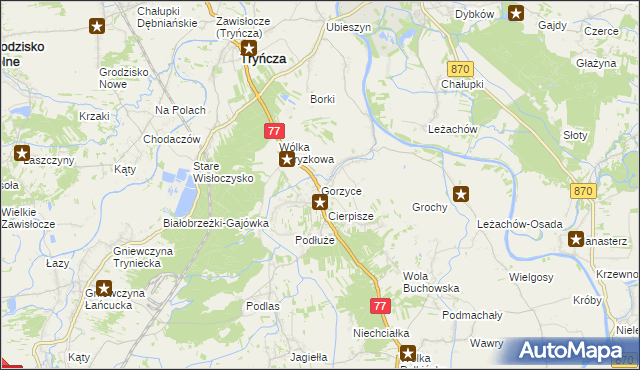 mapa Gorzyce gmina Tryńcza, Gorzyce gmina Tryńcza na mapie Targeo