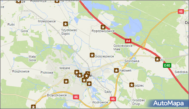 mapa Gościejowice, Gościejowice na mapie Targeo