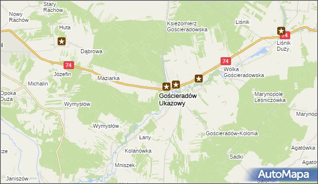 mapa Gościeradów Ukazowy, Gościeradów Ukazowy na mapie Targeo