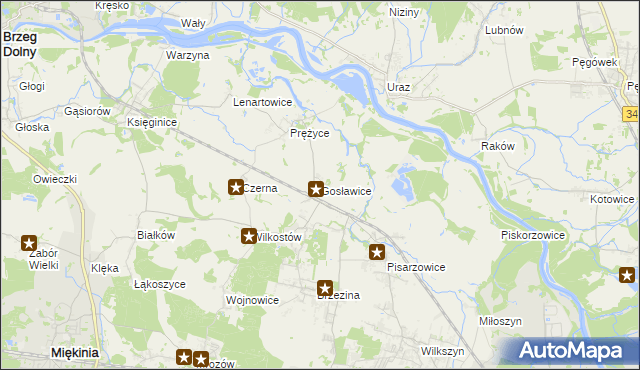 mapa Gosławice gmina Miękinia, Gosławice gmina Miękinia na mapie Targeo