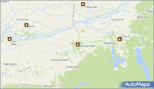 mapa Goszczanowiec, Goszczanowiec na mapie Targeo