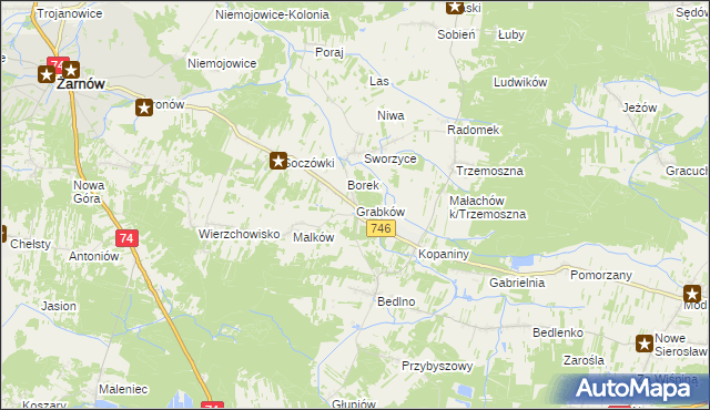 mapa Grabków gmina Końskie, Grabków gmina Końskie na mapie Targeo