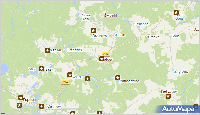 mapa Grabów gmina Tuplice, Grabów gmina Tuplice na mapie Targeo