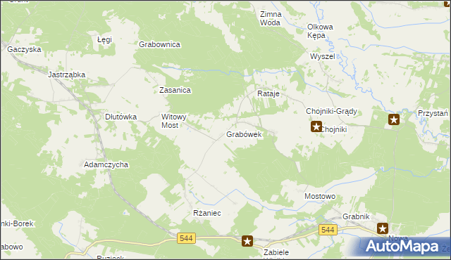 mapa Grabówek gmina Olszewo-Borki, Grabówek gmina Olszewo-Borki na mapie Targeo