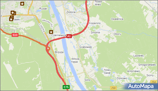 mapa Grabowiec gmina Lubicz, Grabowiec gmina Lubicz na mapie Targeo