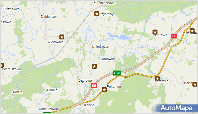 mapa Grabówko gmina Sianów, Grabówko gmina Sianów na mapie Targeo