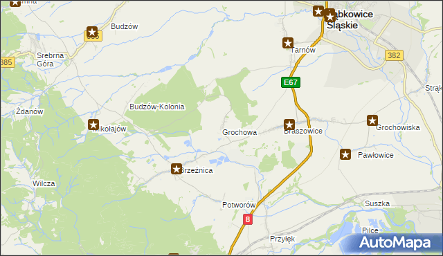 mapa Grochowa gmina Bardo, Grochowa gmina Bardo na mapie Targeo