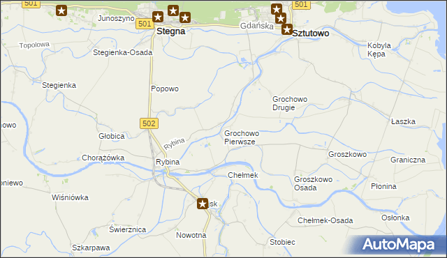 mapa Grochowo Pierwsze, Grochowo Pierwsze na mapie Targeo