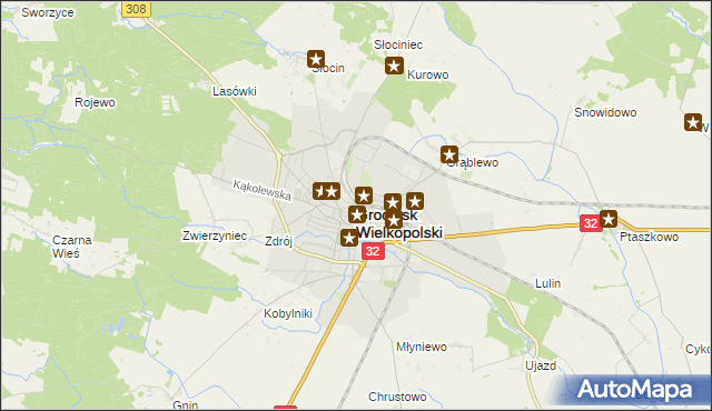 mapa Grodzisk Wielkopolski, Grodzisk Wielkopolski na mapie Targeo