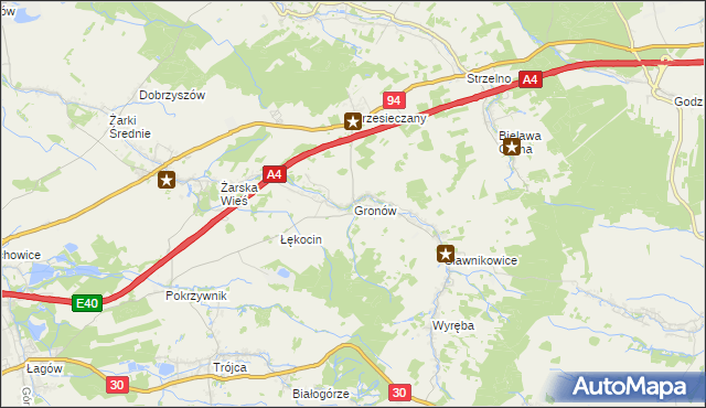 mapa Gronów gmina Zgorzelec, Gronów gmina Zgorzelec na mapie Targeo