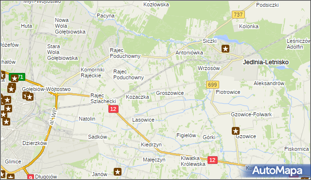 mapa Groszowice, Groszowice na mapie Targeo