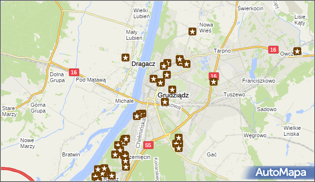 mapa Grudziądza, Grudziądz na mapie Targeo