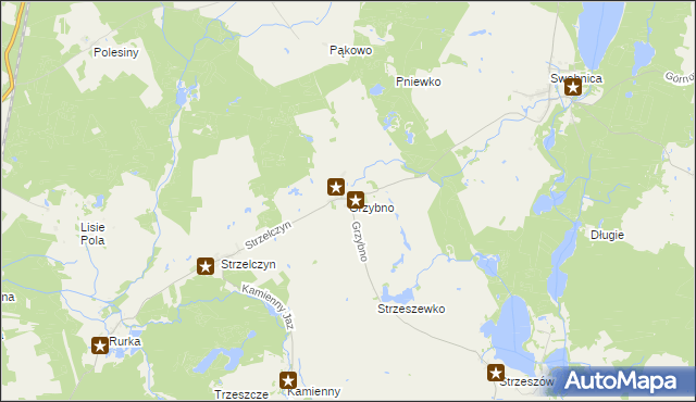 mapa Grzybno gmina Chojna, Grzybno gmina Chojna na mapie Targeo